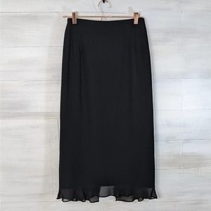 Plaza South Black Pencil Skirt with Ruffle at Bottom Size 14